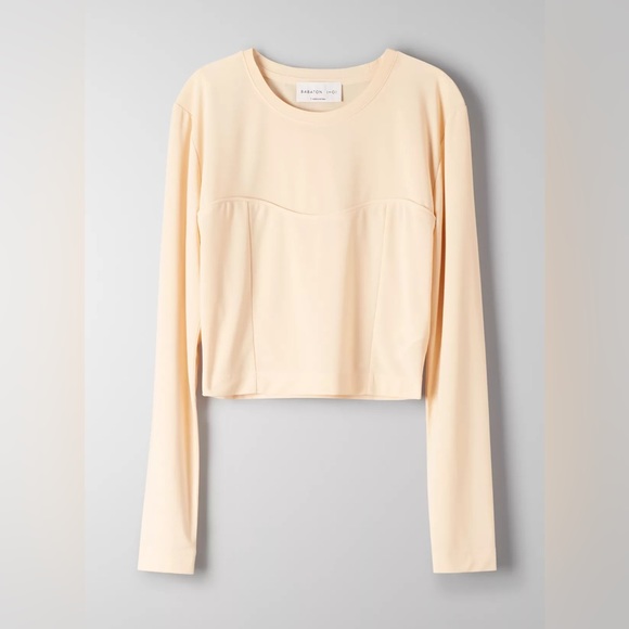 1-01 Babaton Aritzia Artemis Long Sleeve Bustier Top - Picture 1 of 11